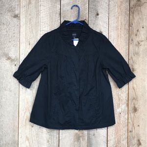 Gap Maternity navy ruffle cotton pleated jacket M